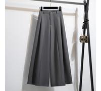 (grey, L) DIMANAF Summer 2025 Women Plus Size Pants High Waist Basic Elastic Wide Leg Pants Loose Casual Trousers Long Pants