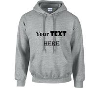 (Grey, L) Personalised Mens Custom Printed Hoodie Hooded Sweatshirt Text Word Printing