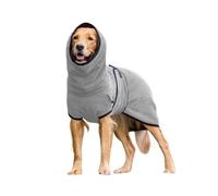 (Grey, L) Pet Clothes Dog Towelling Drying Robe Soft Sleepwear Coat Puppy Warm Apparel