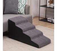 Grey Ladder 4 Steps For Older Or Disabled Dog, Soft Wide Foam Pet Ramp For High Bed Couch Sofa, Bedroom Bedside Stairs Use(80x40x40cm)