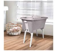(Grey) Large Laundry Basket Foldable Collapsible Legs Dirty Washing Clothes Storage Bin
