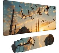 Grey Large Mouse Mat 1500x800x3 mm, Extended Gaming Mouse Pad Sky Desk Mat With Stitched Edges, Adults Mousepad Non Slip Rubber Base, Waterproof Soft Cloth Desk Pad for Home Office Decor, Gifts 6-5