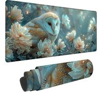 Grey Large Mouse Mat 600x300x3 mm, Extended Gaming Mouse Pad Owl Desk Mat With Stitched Edges, Adults Mousepad Non Slip Rubber Base, Waterproof Soft Cloth Desk Pad for Home Office Decor, Gifts 5-9