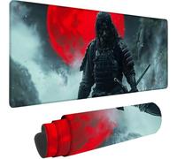 Grey Large Mouse Mat 600x300x3 mm, Extended Gaming Mouse Pad Swordsman Desk Mat With Stitched Edges, Adults Mousepad Non Slip Rubber Base, Waterproof Soft Cloth Desk Pad for Office Decor, Gifts 0-L