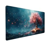 Grey Large Mouse Mat 800x300x3mm, Tree Extended Mouse Pad with Stitched Edges, Gaming Mousepad with Soft Smooth Surface, Desk Mat for Desk Accessories and Office Accessories, Gifts for Men F-1107
