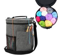 Grey Large Portable Knitting & Crochet Bag - Wool, Yarn & Accessory Holder with Version Shoulder Strap