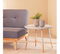 Grey Large Round Side Table with Natural Wood Effect Feet, Viborg