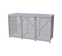 Grey Large Triple Wheelie Bin Wood Garbage Bin Storage Shed Rubbish Store Cover