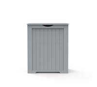 (Grey) Large Wooden Shaker Style Laundry Toys Clothes Bin Basket Hamper Storage Solution Organiser in White & Grey