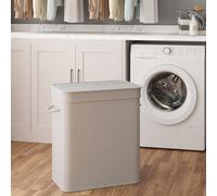 SONGMICS Laundry Hamper with Lid, 100 L Bamboo Laundry Basket, Removable Machine Washable Hamper Basket, with Handles, for Laundry Room, Bedroom, Washroom, Grey LCB063G01