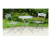 Grey Leaf 3 Piece Garden Folding Chairs Table Bistro Furniture Set