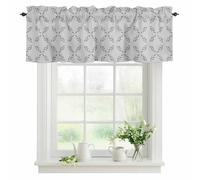 Grey Leaf Valances for Windows, Abstrct Rustic Botanical Vintage Grey Floral Leaf Plant Rod Pocket Valance Short Window Treatments Curtains for Kitchen Bathroom Bedroom Decor, 60 x 18 Inches