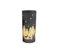 (Grey) LED Light Up Glass Cylinder Christmas Decoration - 20cm