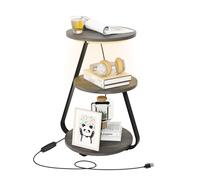 (Grey) LED Sofa Side Table Modern Living Room End Table