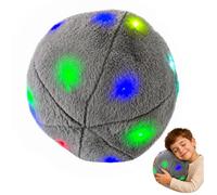 Grey LED Vibrating Cushion, Soft Round Plush Pillow with Colour Changing Lights, Gentle Vibration for Home, Classroom & Cosy Quiet Play, 32cm Diameter x 22cm