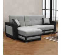(Grey, Left Corner) Halifax Fabric Ottoman Storage Corner Sofa Bed