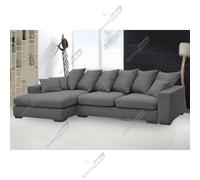 (Grey, Left Hand Facing) SnoozeOnline Plush Chaise Lounge Corner Sofa with Scatter Cushions Left/Right Hand Facing with Modern Design Durable Legs Soft Cushioning