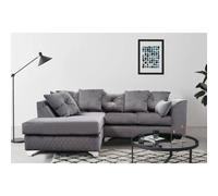 (Grey, Left Hand Facing) Victoria Plush Velvet 4 Seater Corner Sofa