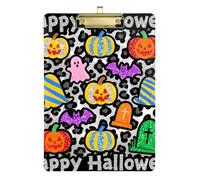 Grey Leopard Print Halloween Pattern Acrylic Nursing clipboards Standard Letter A4 Size Acrylic Cute for Soccer Truck Driver Gold 12x9in Tabla para escribir