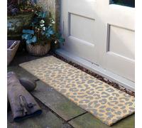 Artsy Doormats Grey Leopard Print Patio Doormat, Brown