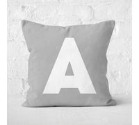 Grey Letter Square Cushion - 40x40cm - Soft Touch - F