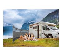 Grey Lightweight 3 Panel Camping Windbreak Screen 5m x 1.5m Beach & Garden Windbreaker with Pegs Guy Lines & Carry Bag