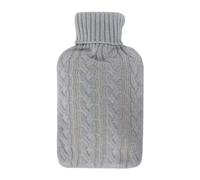 LIVIVO 2L Hot Water Bottle with Cover UK - Large Thermoplastic Hot Water Bottles for Adults Winter Warmth & Stress Relief - Warm Hot Water Bag, Removable Washable Cover, Leakproof Cap - Grey Knit