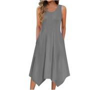 Grey Long Dresses for Women UK 202025 Midaxi Flared Swing Maxi Dresses Ladies Elegant Semi Formal Cocktail Party Dress Sleeveless Skater Tank Dress with Pockets S