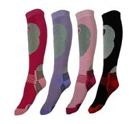 GREY LOOK Active Star Ladies Technical Ski Socks - Full Cushion Long Winter Sports Socks, Moisture-Wicking & Breathable, Padded for Skiing & Snowboarding, UK 4-7 (3 Pairs - SKI500)