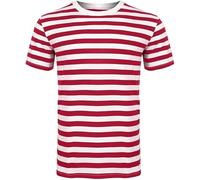 GREY LOOK Adults Explorer Costume Find Me if You Can Unisex Red/White Stripe TShirt Hat Glasses OTK Leg Warmer Scarf for Book Week Set (Pack of 1 T.shirt Red/White, S)