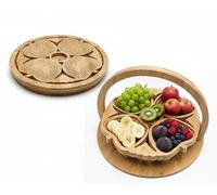 GREY LOOK New Traditional 2 in 1 Apple Shaped Wooded Decorative Bamboo Fruit Basket Bowl Multifunction Heat Resistant Non Slip Bamboo Trivets Pot Folding Fruit Basket Collapsible Fruit Bowl