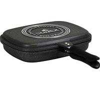 GREY LOOK Nonstick Double Sided Pan, Coating Double Grill Omelette Pan, Magnetic Handle Ceramic Flip Pan, Black, Square, 30cm