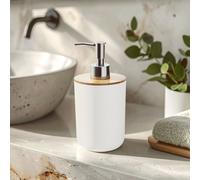 Grey Lotion Dispenser With Silver Pump, 500ml Bamboo Fibre Hand Lotion Dispenser, Sturdy Bathroom Accessory Premier Housewares White One Size