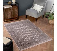 Grey Luxurious Bordered Traditional Floral Geometric Wool Handmade Rug For Living Room Bedroom & Dining Room-60Cm X 90Cm