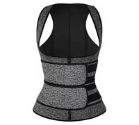 (grey, M) Women Compression Vest Sauna Sweat Suit Waist Trainer Belt Slimming Shirt Shaper Workout Tank Tops