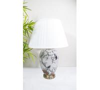 Grey Magpie Ceramic Table Lamp with Pleated Shade Downton Interiors Grey Large
