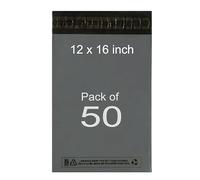 Grey Mailing Bags 50 Pack 12x16 Large Postage Poly Mailers for Shipping Parcels - Strong Self-Seal Envelopes, Tamper Proof Plastic Packaging Bags for Delivery Courier