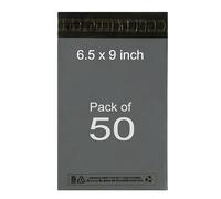 Grey Mailing Bags 50 Pack 6.5x9 Small Postage Poly Mailers for Shipping Parcels - Strong Self-Seal Envelopes, Tamper Proof Plastic Packaging Bags for Delivery Courier
