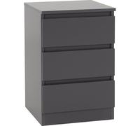 (Grey) Malvern 3 Drawers Bedside in Black/Grey/White/Oak