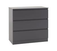 (Grey) Malvern 3 Drawers Chest in Black/Grey/White/Oak