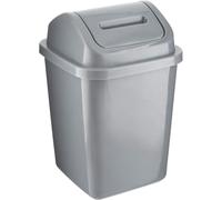 (Grey) MantraRaj 5L Bathroom Bin Swing Top Dust Bin Plastic Waste Paper Basket Rubbish Trash Can Square