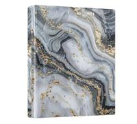 Grey Marble 1.5 Inch 3 Ring Binders Three Ring Binder Decorative with 3 Interior Pockets D Ring Binders for School Office Home, 1 Pack