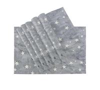 Grey Marble Background with White Stars placemats for Dining Table Heat Resistant Holiday placemats Washable Set of 6 12x18