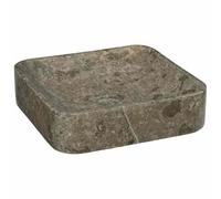 Grey Marble Bathroom Sink, 40x40x10 cm Square Vessel Basin, Natural Stone Washroom Bowl, Easy Clean Countertop Mount