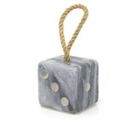 Grey Marble Dice Shaped Doorstop | Novelty Chunky Cube Marble Dice Door Stop | Indoor Weighted Door Stopper for Floor - 1.5kg