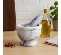 Grey Marble Mortar And Pestle With Rim, Durable Natural Stone Grinder For Kitchen Use Premier Housewares Grey One Size