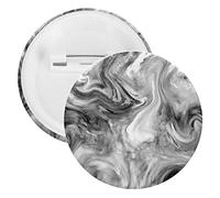 Grey Marble Stone Abstract Mottled Spotty Ink Texture Paint 5 PCs Round Tinplate Badge, Badge Lapel Tie Pin, Lightweight Button Badge for Women Men Office Worker Teacher Student Decor