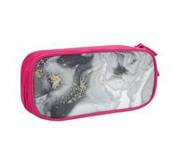 Grey Marble Stripe Large Capacity Double Layer Pencil Case,Customizable Full Print Polyester Fabric Organizer-School, Office, Travel Makeup Pouch