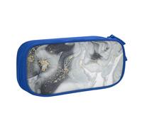 Grey Marble Stripe Large Capacity Double Layer Pencil Case,Customizable Full Print Polyester Fabric Organizer-School, Office, Travel Makeup Pouch