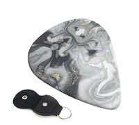 Grey Marble Stripe Set Of 6 Guitar Plectrums For Acoustic Guitar, Electric Guitar, Bass, Ukulele - Thin, Medium And Thick.